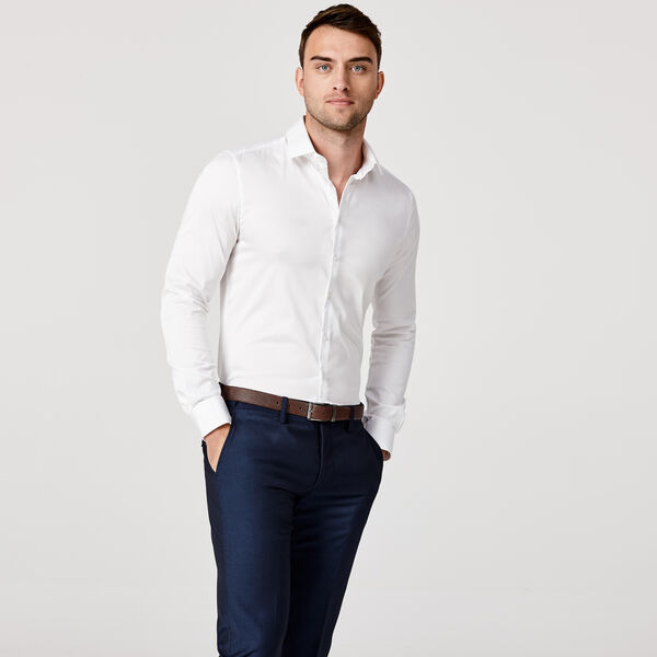 Edisson Long Sleeve Shirt, White, hi-res